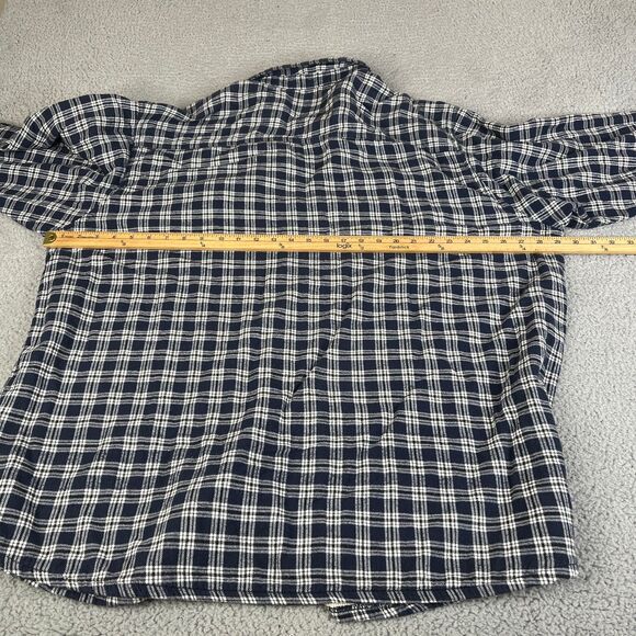 Wrangler Riggs Flannel Shirt 3XT Blue White Plaid Thermal Lined Shacket Big Tall - Picture 12 of 13